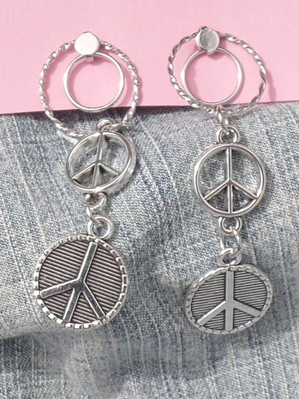 Hand Crafted PEACE Sign Dangle Earrings